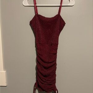 Elegant Burgundy Ruched Dress